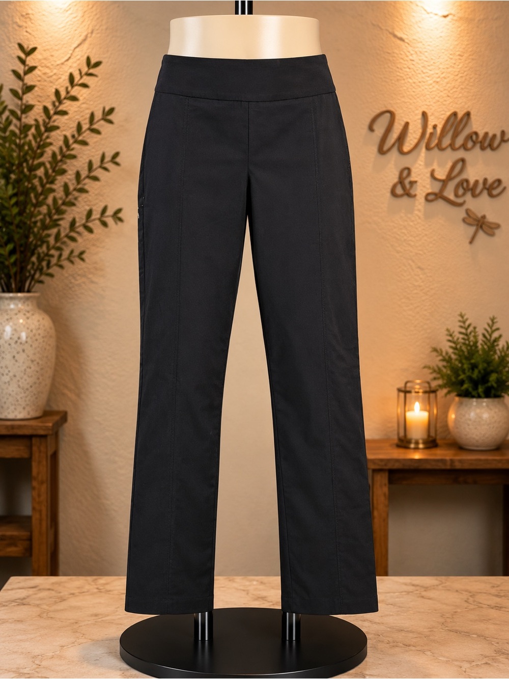 Zac & Rachel Ultimate Fit Black Straight Leg Pull On Pants Size 8 NWT